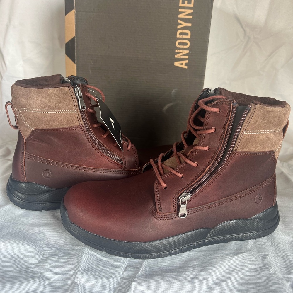 Anodyne Men's Burgundy and Tan Leather Boots